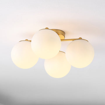 Orly 18" Bohemian Farmhouse Iron/Frosted Glass LED Semi Flush Mount - JONATHAN Y